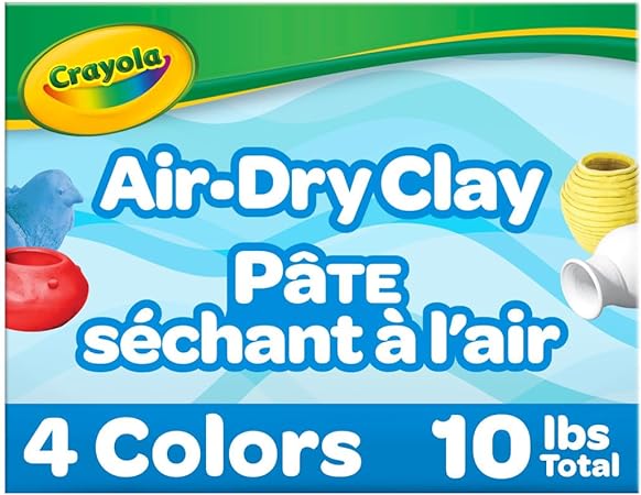 Crayola Air Dry Clay, Classic Colors, Bulk (4) Set of 2.5 lb. Resealable Buckets, Modeling Clay Alternative for Kids