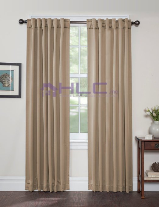 HLC.ME Solid Thermal Insulated Back-Tab/Rod-Pocket Blackout Window Curtain Panels - Taupe - 54"W x 96"L - Set of 2 Panels