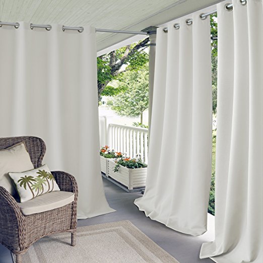 Elrene Home Fashions 20865ELR Connor Indoor/Outdoor Solid Grommet Panel Window Curtain,White,52" X 95"