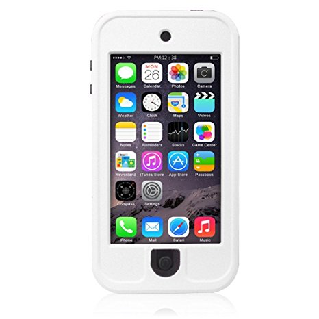 Waterproof Case for iPod 5 iPod 6, Merit Waterproof Shockproof Dirtproof Snowproof Case Cover with Kickstand for Apple iPod Touch 5th/6th Generation (White)