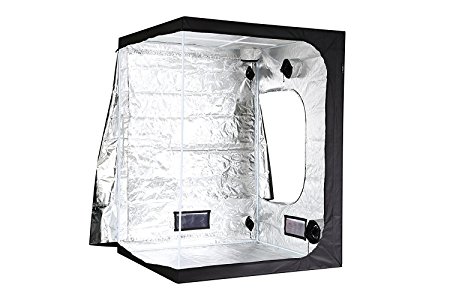 iPower GLTENTL1 Mylar Hydroponic Grow Tent for Indoor Seedling Plant Growing w/ Metal Push-Lock Corners, 60 by 60 by 80-Inch, Water-Resistant. Removable Mylar Floor Tray Included