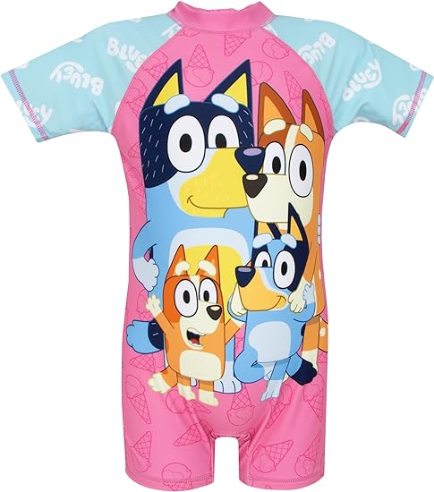 Bluey Swimsuit | One Piece Girls Swimsuit | Children's Swimming Costumes | Ages 18 Months to 8 Years