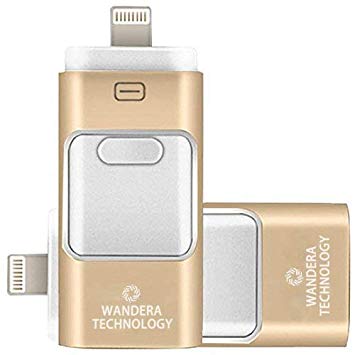 128GB iPhone USB Flash Drive, iPad Memory Stick, iOS External Storage Expansion for iOS Android PC Laptops (Gold)