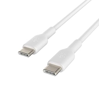 Belkin USB-C to USB-C Cable (1M/3.3ft), USB-C Fast Charging Cable for iPhone 15, iPhone 15 Pro, iPhone 15 Pro Max, iPhone 15 Plus, Galaxy S23, S22, Note, Pixel, iPad Pro, USB Type-C Cable - White