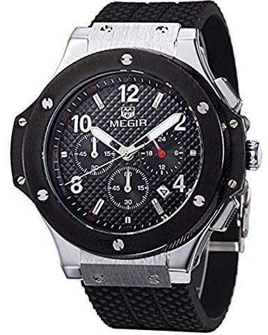 Megir Men's Black Dial Chronograph Casual Sport Quartz Watch