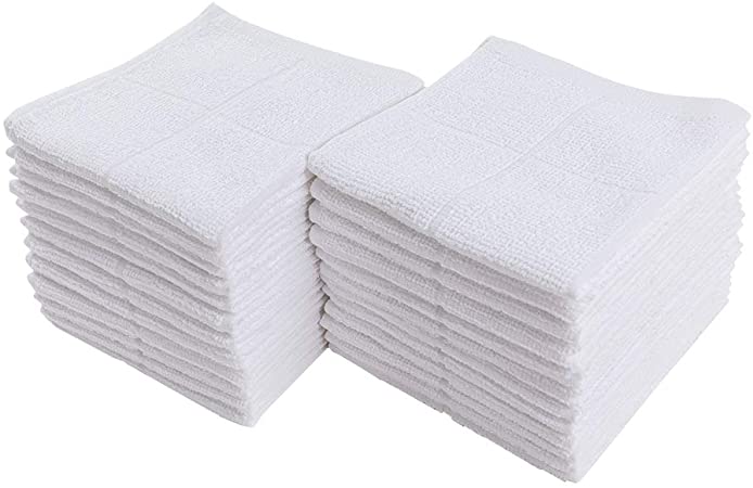 Glynniss Dishcloths Kitchen Highly Absorbent Dish Rags 100% Cotton Dish Cloths for Washing Dishes, Cleaning (11 x 11 Inches, 24 pcs, White)