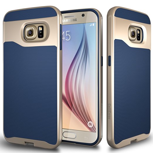 Galaxy S6 Case, CellEver [AeroPro Defense Series] Slim Premium Shock-Absorbing TPU Cover for Samsung Galaxy S6 - Navy Blue / Gold