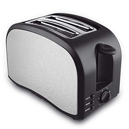 2 Slice Toaster, Cool Touch Toaster 2-Slice Self-Adjusting Toasting Slots, Compact Toasters with Defrost/Reheat/Cancel Function Extra Removable Crumb Tray, One Touch Quickly Toasts- Brush Stainless Steel (2 Slice Silver)