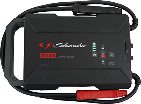 Schumacher SL1653 Lithium Portable Power Station and 3000A 12V Jump Starter, for 10.0L Gas | 8.0L Diesel Engines – Jump Start Car, Motorcycle, Truck, and Boat – Charge Your Apple, and Android Devices