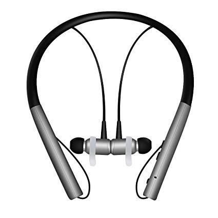 Bluetooth Headset Bluetooth Headphone Wireless Neckband Design with Retractable Earbud for iPhone, Android, by WEILIGU