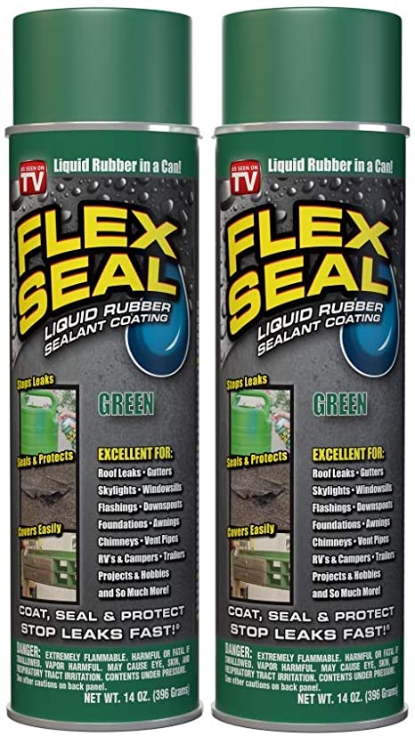 Flex Seal Spray Rubber Sealant Coating, 14-oz, Green (2 Pack)