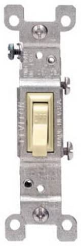 Leviton 1453-2I 15 Amp, 120 Volt, Toggle Framed 3-Way AC Quiet Switch, Residential Grade, Grounding, Quickwire Push-In & Side Wired, Ivory