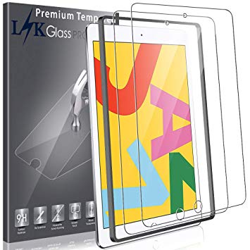 LK [2 Pack] Screen Protector for New iPad 10.2-Inch (7th Gen, 2019), [Tempered Glass] [Support for Apple Pencil] [Frame Installation] High Sensitivity