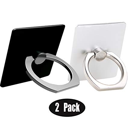 [2 Pack] Cell Phone Ring Holder Stand,CaseHQ Finger Grip Loop Mount 360 Degree Rotation Universal Smartphone Kickstand for iPhone X 8 7 7Plus Samsung Galaxy S9 S9 Plus S7 S8 LG Google (Black Silver)
