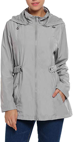 Beyove Women's Waterproof Rain Jacket Lightweight Detachable Hood Outdoor Windproof Anorak Rain Coat