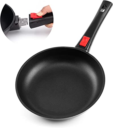 Sakuchi Nonstick Frying Pan with Removable Handle Skillet 9.5 inch Frying Pan with Detachable Handle Oven Safe - Black