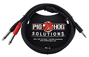 Pig Hog PB-S3410 3.5 mm Stereo to Dual 1/4" Mono (Male) Stereo Breakout Cable, 10 feet