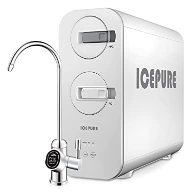 ICEPURE Tankless RO Reverse Osmosis Water Filtration System Under Sink, TDS Reduction, 1.5:1 Low Drain Ratio, 600 GPD Fast Flow, Smart Faucet, UL Listed Power, USA Tech, UTR400A White