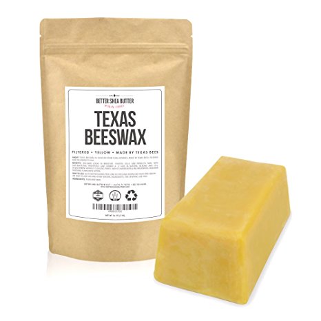 Organic Beeswax 1 LB block - Made in Texas From Local Beehives to Ensure Verifiable Source - High Quality, Smells Like Honey - Perfect For Candle Making and as the Key Ingredient for Organic Lip Balm, Beard Balm, Lotion Bars and Many Other DIY Skin Care Preparations.