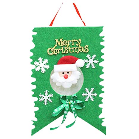 Yoyorule 1pc Christmas Decoration Home Bunting Banner Garland Props Santa Flag (Green)
