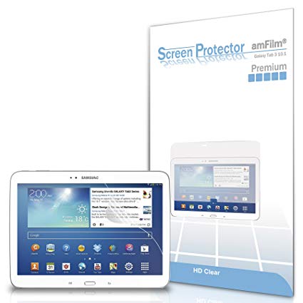 amFilm Samsung Galaxy Tab 3 10.1 Tablet P5210 Premium Screen Protector Clear Invisible (2 Pack) [in Retail Packaging]