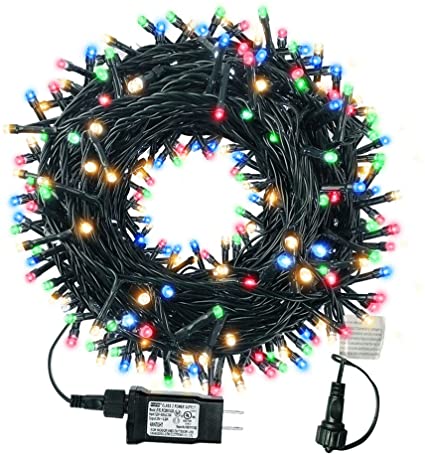Tcamp 105ft 300 LED Christmas Lights, Outdoor Waterproof Christmas Tree Lights, UL Certified End-to-End Plug 8 Modes Fairy String Lights for Garden Patio Party Wedding Holiday Decor (Multicolor)