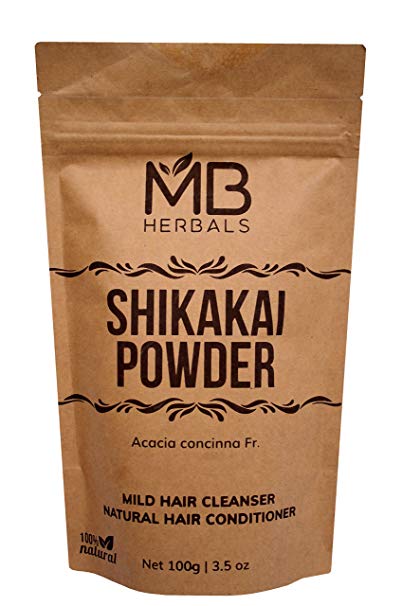 MB Herbals Pure Shikakai Powder 100g/3.5 Oz - 100% Pure Acacia concinna Fruit Pods Powder - Natural Hair Cleanser & Conditioner