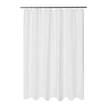Mrs Awesome Embossed Microfiber Fabric Long Shower Curtain Liner 78 inch Length - Washable and Water Repellent - White