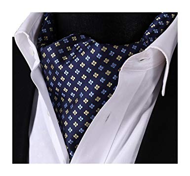 HISDERN Men's Plaid Houndstooth Jacquard Woven Self Cravat Tie Ascot