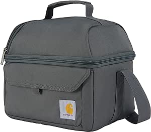 Carhartt Insulated 12 Can Two Compartment Lunch Cooler, Durable Fully-Insulated Lunch Box, Dual Compartment (Gravel)