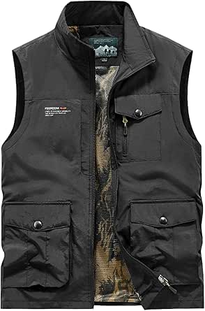 Men's Big And Tall Outdoor Vests Photography Outdoors Mesh Multi-Pocket Sleeveless Jackets Vest, M-4XL