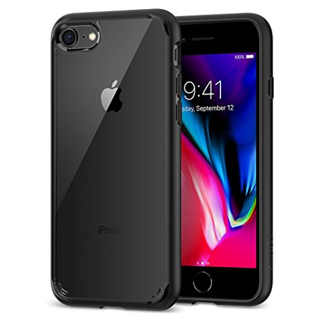 iPhone 7 Case, iPhone 8 Case Spigen® [Ultra Hybrid] [2nd Gen] iPhone 7 Case Cover Mil-Grade Protection, Reinforced Camera Protection and Air Cushion Technology [Clear back panel]   [TPU bumper] for iPhone 7 (2016/2017) / iPhone 8 (2017)- (042CS20926) - Black