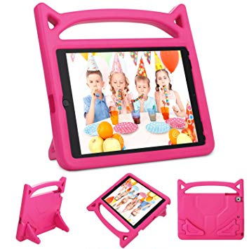 Gogoing iPad 9.7 2018 2017 / iPad Air 2 / iPad Air Kids Case - Light Weight Shockproof Cover Case with Carrying Handle Stand for New Apple iPad 9.7, iPad air 2/1, iPad 6th / 5th Gen(Pink)