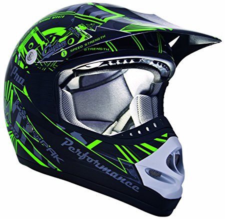 CKX 183964 TX-218 Pursuit Juniors/ Kids/ Youth Full Moto Helmet, Green/Black, Large