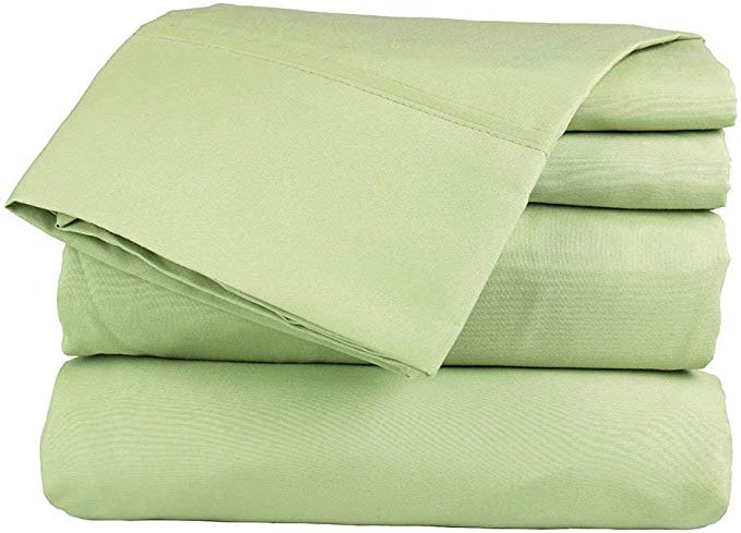 Way Fair Queen, Sage 100% Egyptian Cotton 4-Piece Bed Sheet Set 400 TC Comes with 15 inches deep Pocket Fitted Sheet Soft, Luxury Sheets