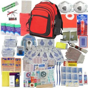 Deluxe 2-Person Perfect Survival Kit for Emergency Disaster Preparedness for Earthquake Hurricane Fire Evacuations Auto Home and Family