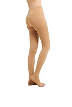 BriteLeafs Opaque Compression Stocking Pantyhose Therapeutic 20-30 mmHg Open Toe - Firm Support Gradient Compression, Professional Grade (Large, Beige)