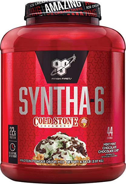 BSN Syntha-6 Whey Protein Powder, Cold Stone Creamery - Mint Mint Chocolate Chocolate Chip Flavor, Micellar Casein, Milk Protein Isolate Powder, 44 Servings