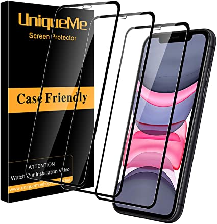 [3 Pack] UniqueMe Screen Protector Compatible with iPhone XR/iPhone 11 Tempered Glass [Full Coverage] 9H [Edge to Edge Protection] HD