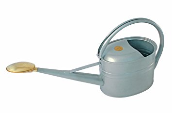Haws Slimcan Metal Watering Can with Oval Rose,  1.3-Gallon/5-Liter, Titanium