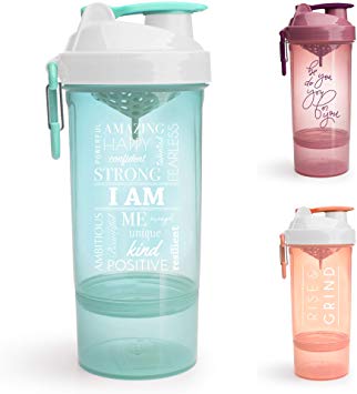 Smartshake Shaker Bottle with Motivational Quotes, Original2Go ONE 27 Ounce Protein Shaker Cup, Container Storage for Protein or Supplements, Perfect Gym Fitness Gift