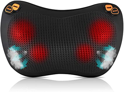 U-Kiss Electric Neck Back Massager Pillow for Pain Relief - 3-Speed Adjust 丨 Heat On/Off 丨Bidirecition Rotation - Breathable Massage Pillow for Shoulder, Lower Back, Calf - Use at Home Office Car