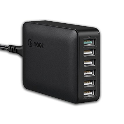 noot products 60W 6-Port USB Charger with Qualcomm Quick Charge 3.0 and i-DTek Technology Desktop Wall Charging Station for iPhone, iPad, Samsung Galaxy, Nexus, Google, HTC, Motorola, LG