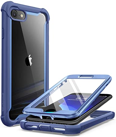 i-Blason Ares Designed for iPhone SE 2020 Case/iPhone 8 Case/iPhone 7 Case, [Built-in Screen Protector] Full-Body Rugged Clear Bumper Case for iPhone 8 / iPhone 7 (Blue)