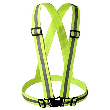 Yoa Reflective Vest - Safety Vest | Nighttime High Visibility for Running - Cycling - Walking | Easy to Adjust | Lightweight Elastic | Put It on Directly Over Your Shirt - Sports Gear