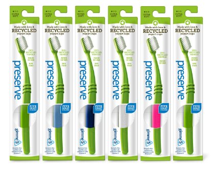 Preserve Toothbrushes in Lightweight Pouch Ultra Soft Bristles 6-Count