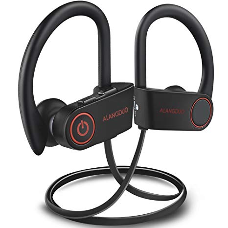 Sports Bluetooth Headphones with Mic for iPhone Samsung, Wireless Sport in Ear Earphones Headsets for Cycling Running Gym by ALANGDUO (G6 Black)