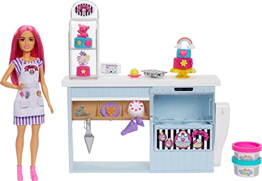 ​Barbie Doll and Accessories, Bakery Playset with Pink-Haired Petite Doll, Baking Station, Cake-Making Feature and 20  Play Pieces​​​