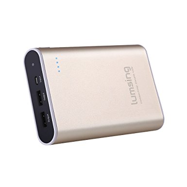 Lumsing® Grand Series A1 Plus Dual USB Power Bank 13400mAh Portable Charger for iPhone iPad Samsung Galaxy and other Android Phone and Tablet(Champagne Gold)