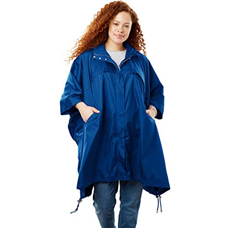 Woman Within Women's Plus Size Packable Rain Cape